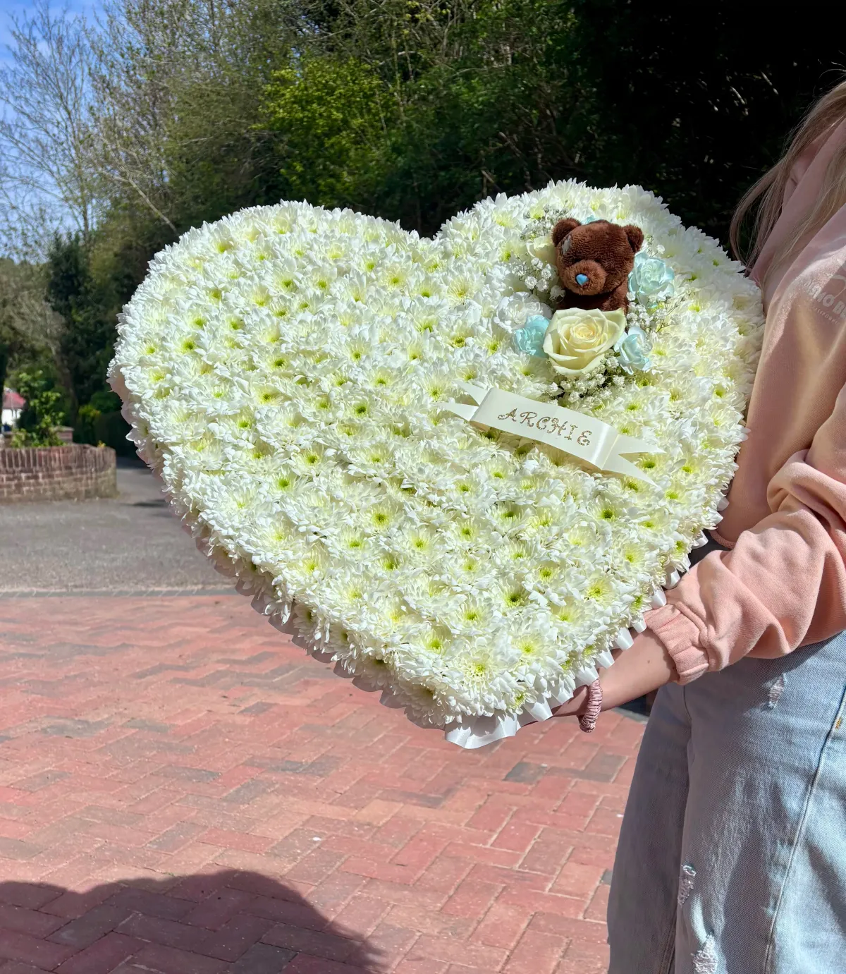 Large Love Heart, artificial silk funeral tribute available to hire