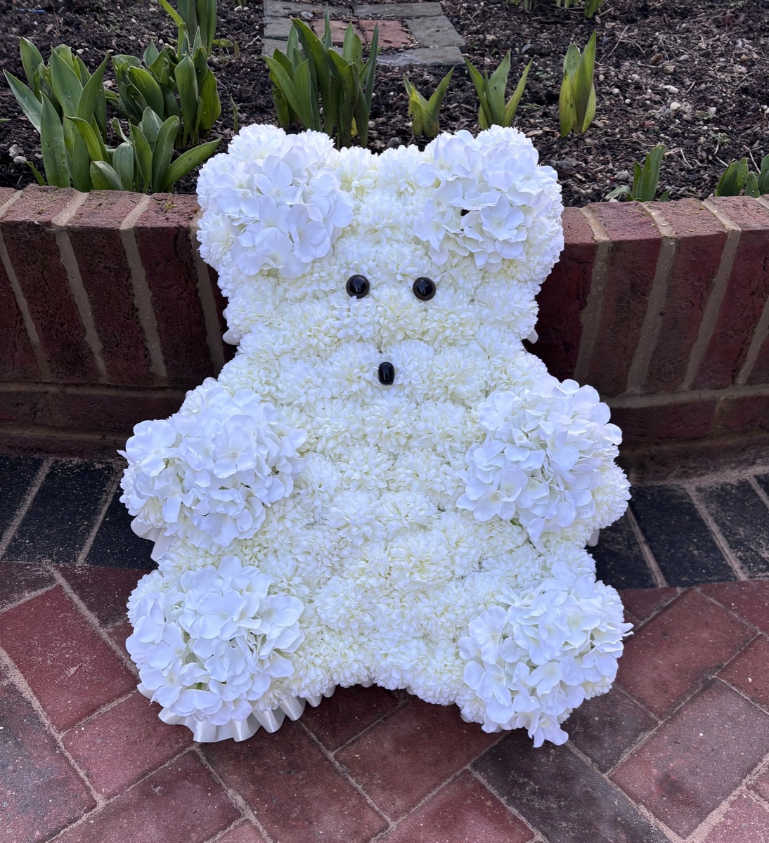 Teddy Bear Tribute, artificial silk funeral tribute available to hire
