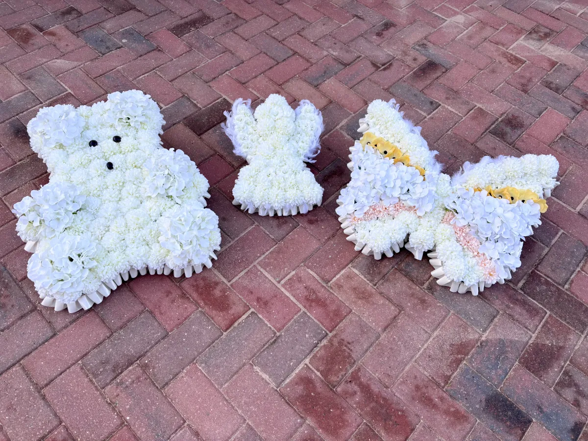 Children's Free Hire, hand-arranged artificial silk funeral tribute for hire in East Kent