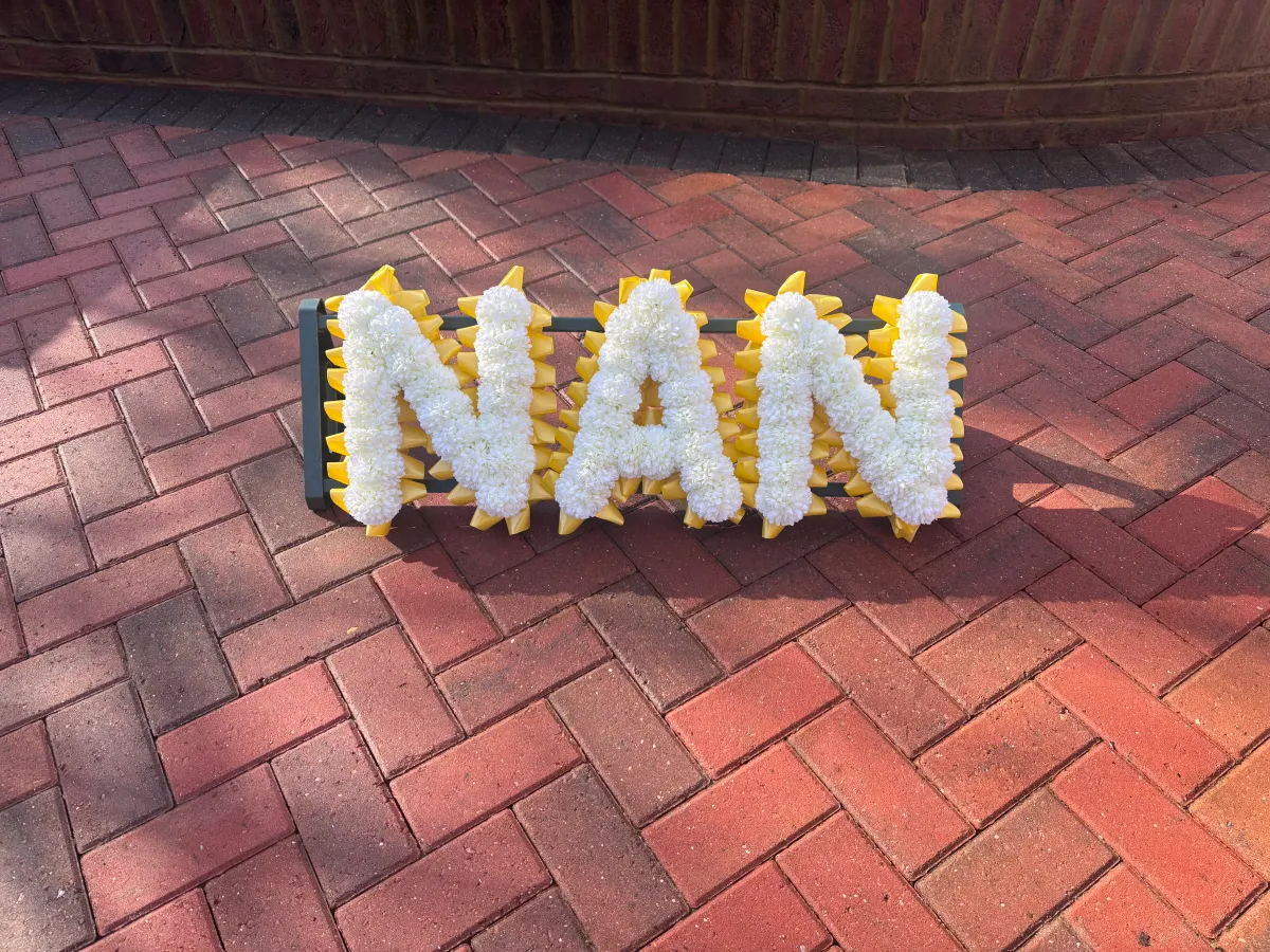 Letter Tributes, artificial silk funeral tribute available to hire
